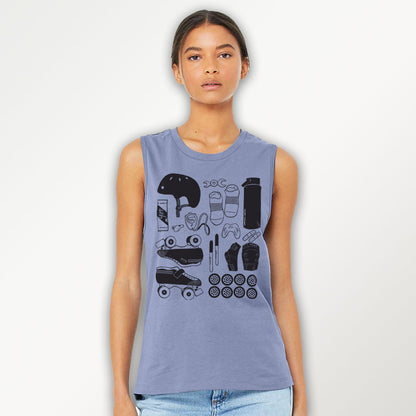 Roller Derby Things Muscle Tank with Name & Number on Back